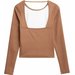 Longsleeve damski 4FAW23TLONF166 4F - brąz