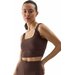 Bezrękawnik, crop top damski 4FWSS24TSLEF072 4F - ciemny brązowy