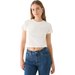 Koszulka, crop top damski OTHWAW24TTSHF2139 Outhorn - złamana biel