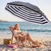 Parasol ogrodowy, plażowy, łamany Outtec - ciemny granat/paski
