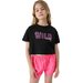 Koszulka, crop top dziewczęcy 4FJWSS24TTSHF1144 4F - głęboka czerń