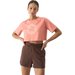 Koszulka, crop top damski 4FWSS24TTSHF1266 4F - łososiowy