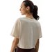 Koszulka, crop top damski 4FWSS24TTSHF1357 4F - kremowy