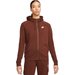 Bluza damska Sporstwear Essential Full-Zip Fleece Hooded Nike - brązowa