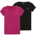 Koszulki damskie H4Z22 TSD350 2szt 4F - różowa/czarna